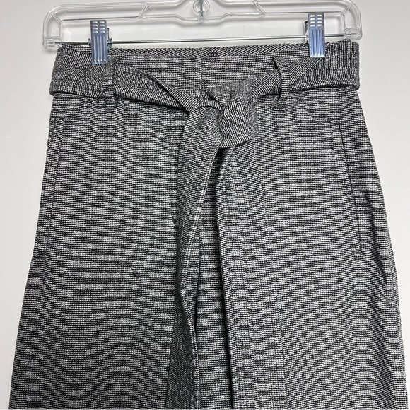 Aritzia Wilfred Jallade Wool Blend Gray Tweed Tie Belt Straight Leg Trousers 2 - Picture 4 of 16